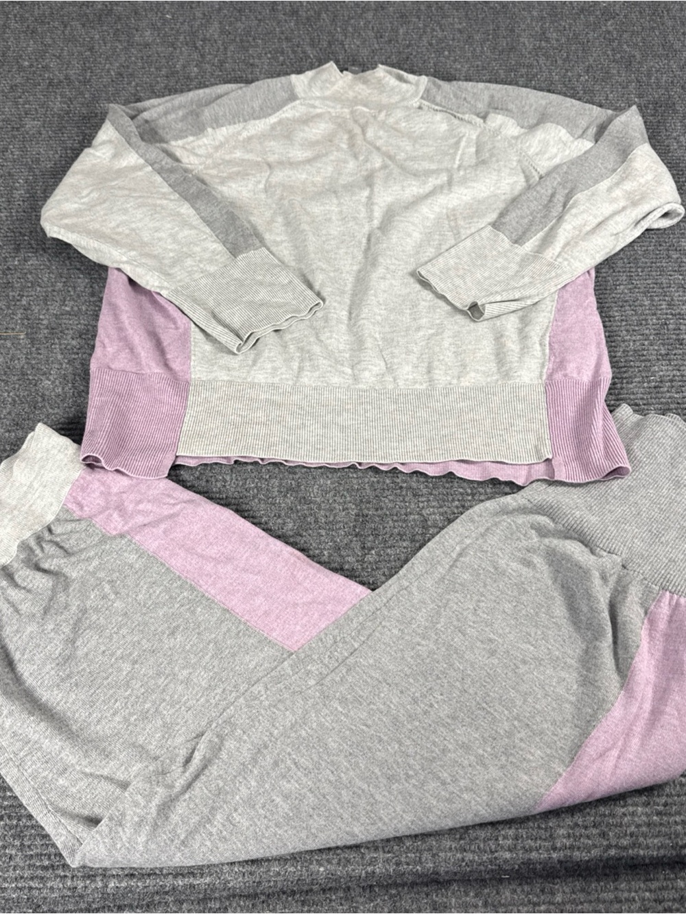 Sweaty Betty Sweater Jogger Set Mock Neck Top Jogger Pants Wms XL Grey Lavender